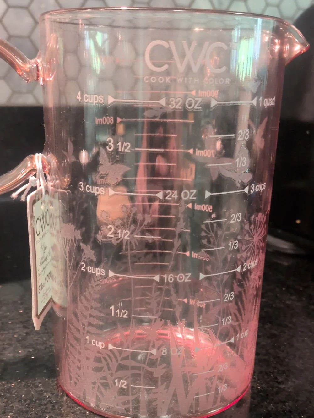 Cook With Color Pink Glass Measuring Cup